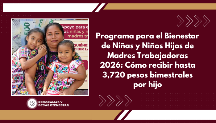 Programa para el Bienestar de Niñas y Niños Hijos de Madres Trabajadoras 2026: Cómo recibir hasta 3,720 pesos bimestrales por hijo