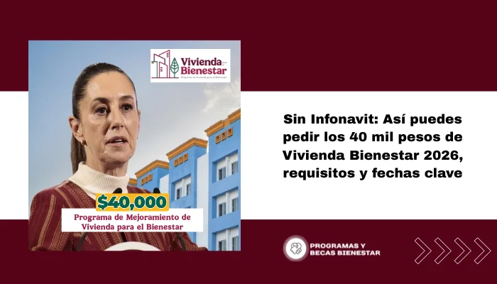 Sin Infonavit: Así puedes pedir los 40 mil pesos de Vivienda Bienestar 2026, requisitos y fechas clave