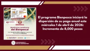 El programa Bienpesca iniciará la dispersión de su pago anual este miércoles 1 de abril de 2026: Incremento de 8,000 pesos