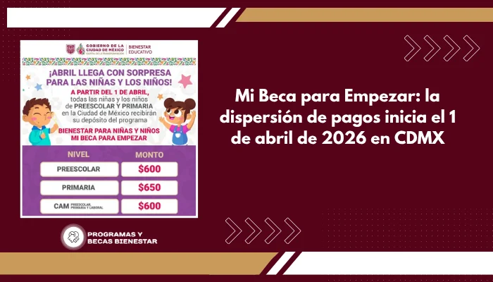Mi Beca para Empezar: la dispersión de pagos inicia el 1 de abril de 2026 en CDMX