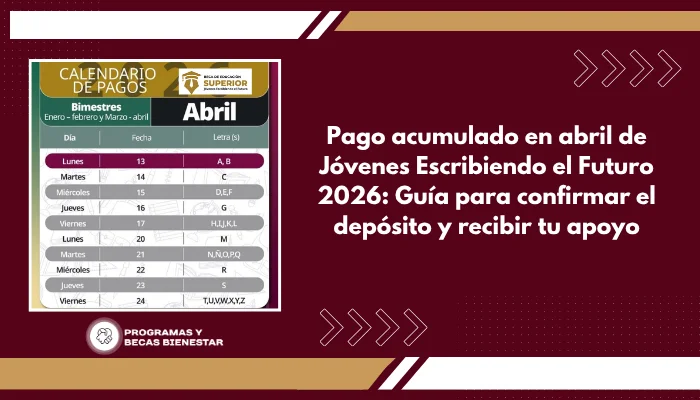 Pago acumulado en abril de Jóvenes Escribiendo el Futuro 2026: Guía para confirmar el depósito y recibir tu apoyo