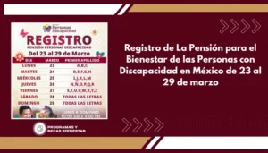 Registro de La Pensión para el Bienestar de las Personas con Discapacidad en México de 23 al 29 de marzo